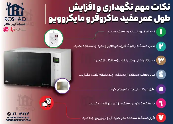 نکات مهم نگهداری و افزایش طول عمر مفید مایکروویو ال جی 